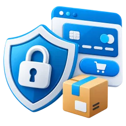 Shield and lock protecting an online checkout