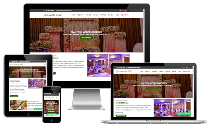 Glen Reception Hall website screenshot