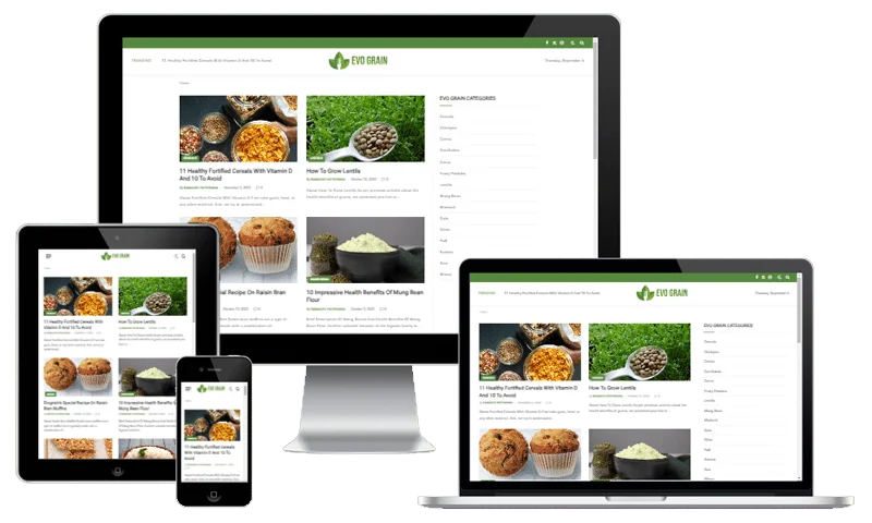 Evo Grain Blog website screenshot