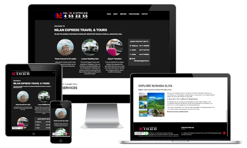 Nilan Express Travels & Tours website screenshot