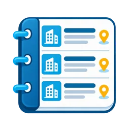 Business directory listings with location pins