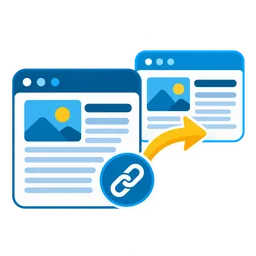 Partner website pages connected by a link for guest posting