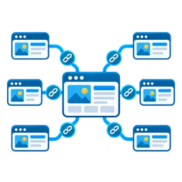Network of websites linked to a central site, representing private blog network links